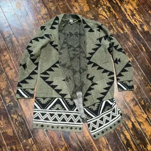 Frye southwest jacquard green & black cardigan sweater thumbnail 4