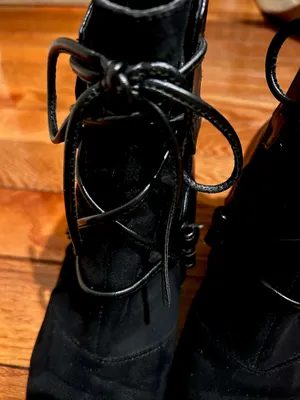 Nine West VTG Y2K Black suede/leather pointed toe with lace Ankle boots 7M thumbnail 11