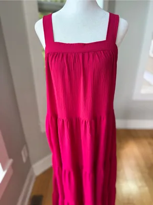Max Studio Red Tiered Maxi Dress Size Small thumbnail 6