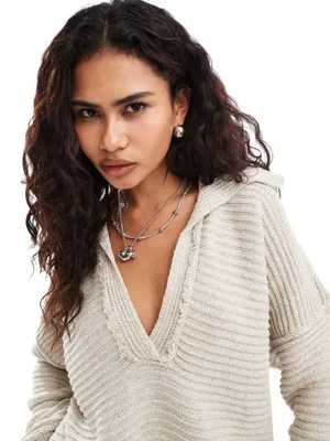 Free People Marlie Pullover Sweater Women's Small Pebble Collared Bohemian NWOT thumbnail 4