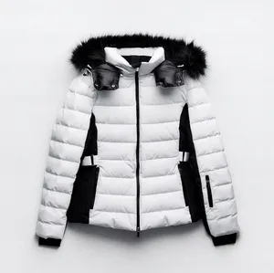 Zara ski puffer jacket skiing coat feathers down fitted winter coat thumbnail 1