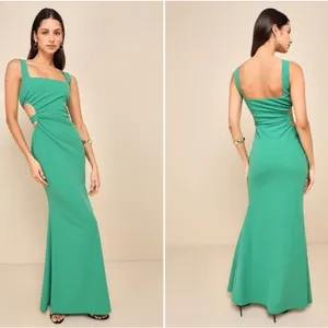 LULUS Prom Wedding Cocktail Formal Event Chic Modern Green Maxi Gown NWOT thumbnail 2