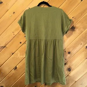 Universal Threads olive green linen shirt dress thumbnail 6