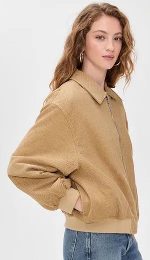✨🤎 Lioness Cou Cou Corduroy Bomber Jacket Size‎ L Oversized Cropped Zip 🤎✨ thumbnail 1