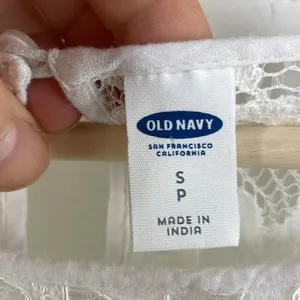 Old Navy Relaxed Lace-Trim Blouse size Small White thumbnail 10
