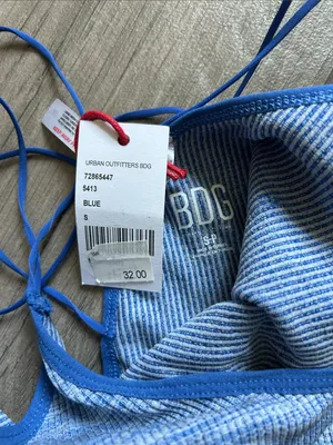 BDG Light Blue Ribbed Bodysuit with Royal Blue Trim thumbnail 3