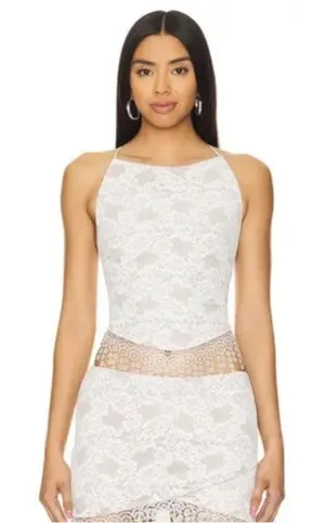NWT Loba Revolve‎ Elisa lace corset lace up top white sz thumbnail 1
