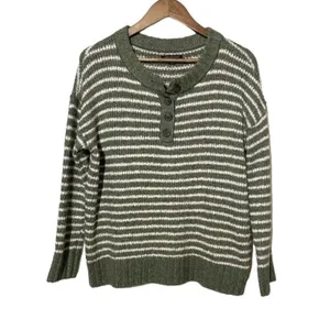 American Eagle Sweater Heney Striped Green and White Stripes XS thumbnail 2