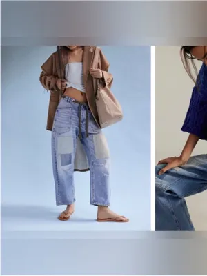 NWT Free People We The Free Moxie Pull-On Barrel Jeans - Truest Blue - 26 thumbnail 3