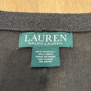 🌟Lauren Ralph Lauren🌟 Sweater Knit Ruana Wrap W. Lurex Trim Black One Size thumbnail 3