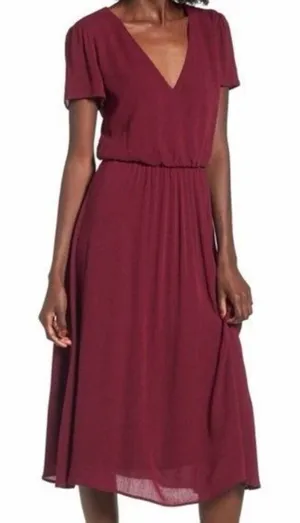 ✨WAYF Blouson Midi Burgundy Sz Medium Dress✨ thumbnail 1