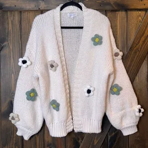 She‎ + Sky Floral Appliqué Open Front Sweater thumbnail 1