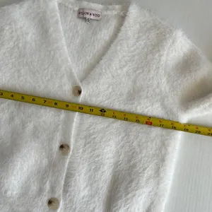 Willow and Wind White Open Front Cardigan Fuzzy Crop Sweater Long Sleeve Size S thumbnail 6