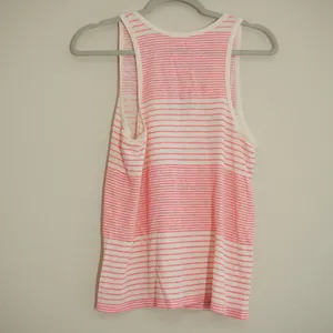 J. Crew Size Medium Tank Top Pink Striped Vintage Cotton Scoop Neck Cotton Soft thumbnail 6