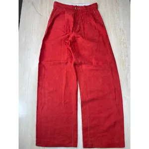 Mango MNG Suit Red Wide Leg High Rise Contrast Stitch Trousers Pants Womens 2 thumbnail 5