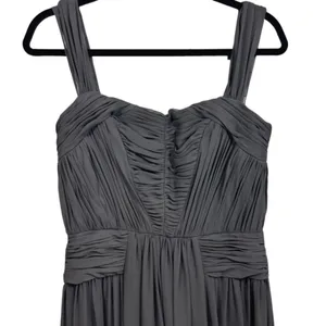 Vera Wang Charcoal Gray Ruched Bodice Chiffon Maxi Formal Dress Gown Size‎ 8 thumbnail 5
