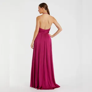 MAC DUGGAL Dark Purple Halter Neck Charmeuse Gown Size 6 thumbnail 3