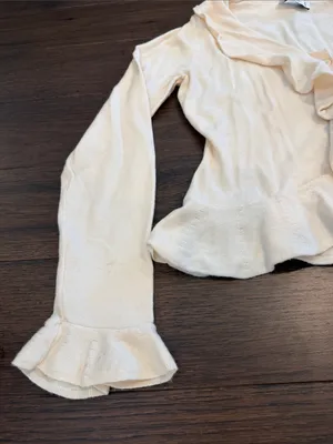 Stile Cream Ruffle-Front Women's Button Cardigan Size Medium - C36-070 thumbnail 4