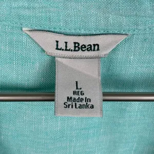 L.L. Bean Premium Washable Linen Long Tunic Top Size Large 100% Linen Fair Aqua thumbnail 5
