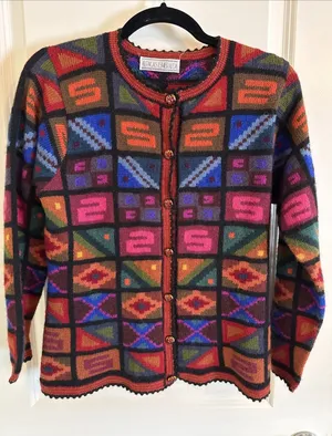 Vintage Women's Alpaca's Esmerelda Aztec Colorful Sweater Sz Small Medium 90's thumbnail 1