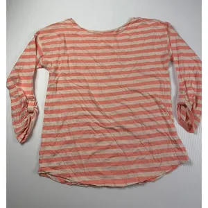Ann Taylor LOFT Striped‎ Roll-Tab Sleeve Top Casual Everyday Blouse M thumbnail 1