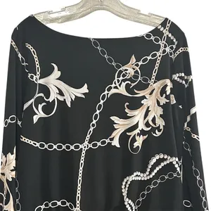 White House Black Market Women's‎ Blouson Dress S Chain Link Print Black thumbnail 15