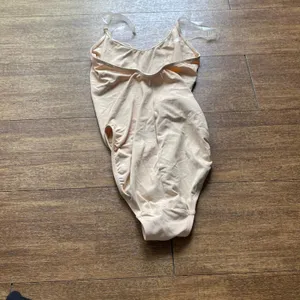 Capezio Nude Leotard Clear Straps Tan Bodysuit Gymnastics Dance Sz Medium thumbnail 6