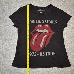 The Rolling Stones Unisex T-Shirt MD 1975 US TOUR Graphic Crew Neck Black thumbnail 4
