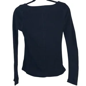 Free People Black Lace-Up‎ Ribbed Long Sleeve Top XS Corset Style Boho Fitted thumbnail 2