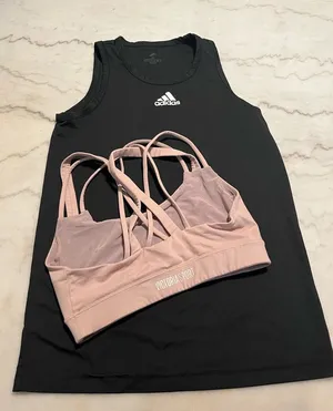 Adidas Black‎ Tank and Light Pink Victoria S Sports Bra thumbnail 1