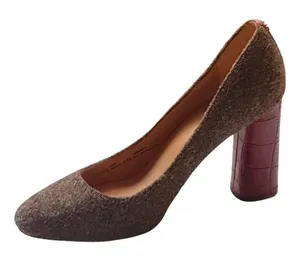 Coach Sandbordeaux Felt Croc Pump Heel formal classic fall round toe logo $250 thumbnail 1