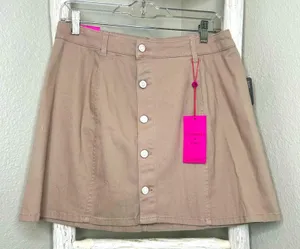 Celebrity Pink‎ Skirt A Line Mini Button Front Tan Size 9 NWT thumbnail 1