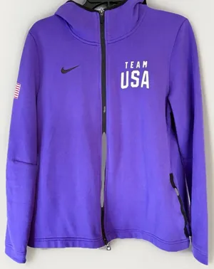 Nike Dri Fit Full Zip Hoodie Team USA Swoosh Logo Purple Small thumbnail 1