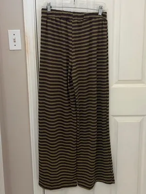 NWOT DolceAmara Striped Wide Leg Pant and Cardigan Set in Brown thumbnail 10
