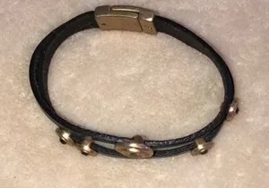 𝅺leather Bracelet slide stones thumbnail 1