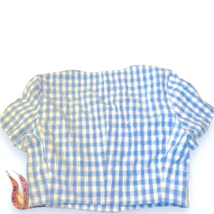 Zara Blue & White Gingham Crop Top Size Small thumbnail 7