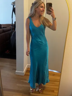 Zara Womens Midi Dress in Turquoise Satin thumbnail 5