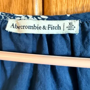 Abercrombie Fitch Size Xl Women Jade Blue White Floral Print 3/4 Sleeve‎ Boho thumbnail 3
