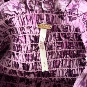 Free People Smock It To Me Shirred Mini Dress in Purple Multi Size Small thumbnail 6