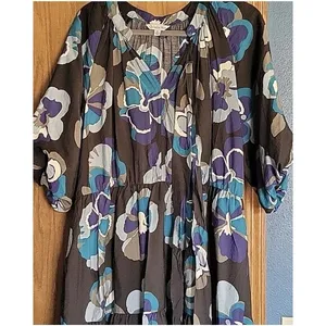 New Ophelia Roe Women Size XL Midi Dress Gathered Waist Belt Cruise Vacay Modest thumbnail 1