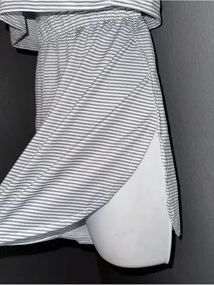 Women’s Matching Pajama Set Short Sleeve Top & Shorts Grey/White Medium thumbnail 4