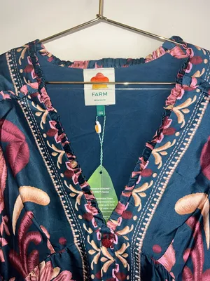 Farm Rio‎ Seashell Tapestry Teal Mini Dress NWT XXS Boho thumbnail 13