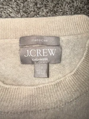 J. Crew Classic Fit Cashmere Crewneck Sweater Beige XS thumbnail 2