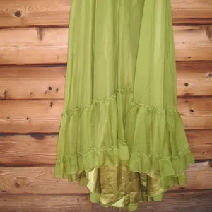 MAC DUGGAL Green Size 10 Ruffled Mock Neck Flutter Sleeve High Low Hem Gown Fla thumbnail 7