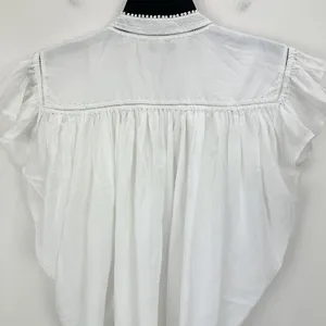 Madewell Shirred Lace Trim Top Blouse Cotton Viscose Lightweight White Large NWT thumbnail 14