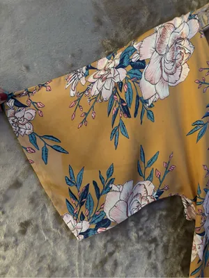 Vintage Billabong Mustard Floral V-Neck Midi Dress Women’s Size M thumbnail 7
