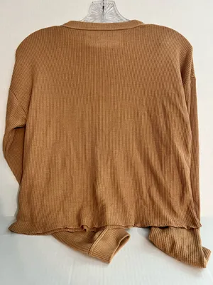 American Eagle Cropped Brown Long Sleeve Henley Top thumbnail 3