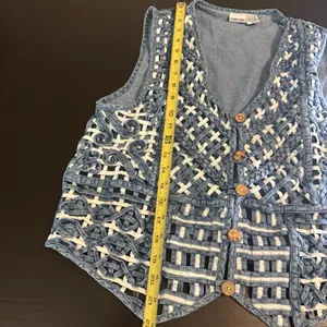 Cherokee Blue and White woven jean Vest with Wooden‎ Buttons thumbnail 4