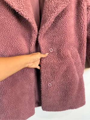 Abercrombie & Fitch Pink Teddy Sherpa Coat Xs Faux Fur Quiet Luxury Winter thumbnail 4