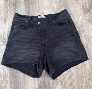 Abercrombie & Fitch The Dad Short High Rise Crossover Black Denim Shorts 32 14 thumbnail 1